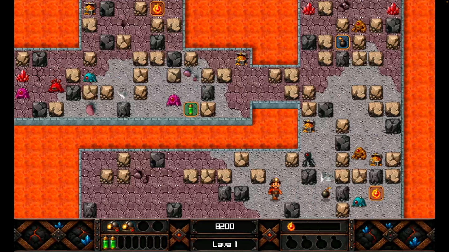 CaveRace 2 gameplay in a lava cave